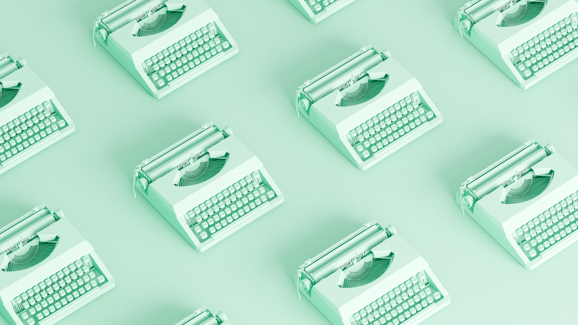 many-typewriter-machine-on-monochrome-pastel-blue-background-3d-rendering